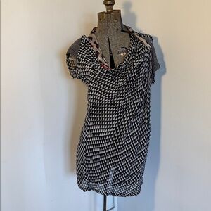 Dries Van Noten Black and White Geometric Pattern Dress